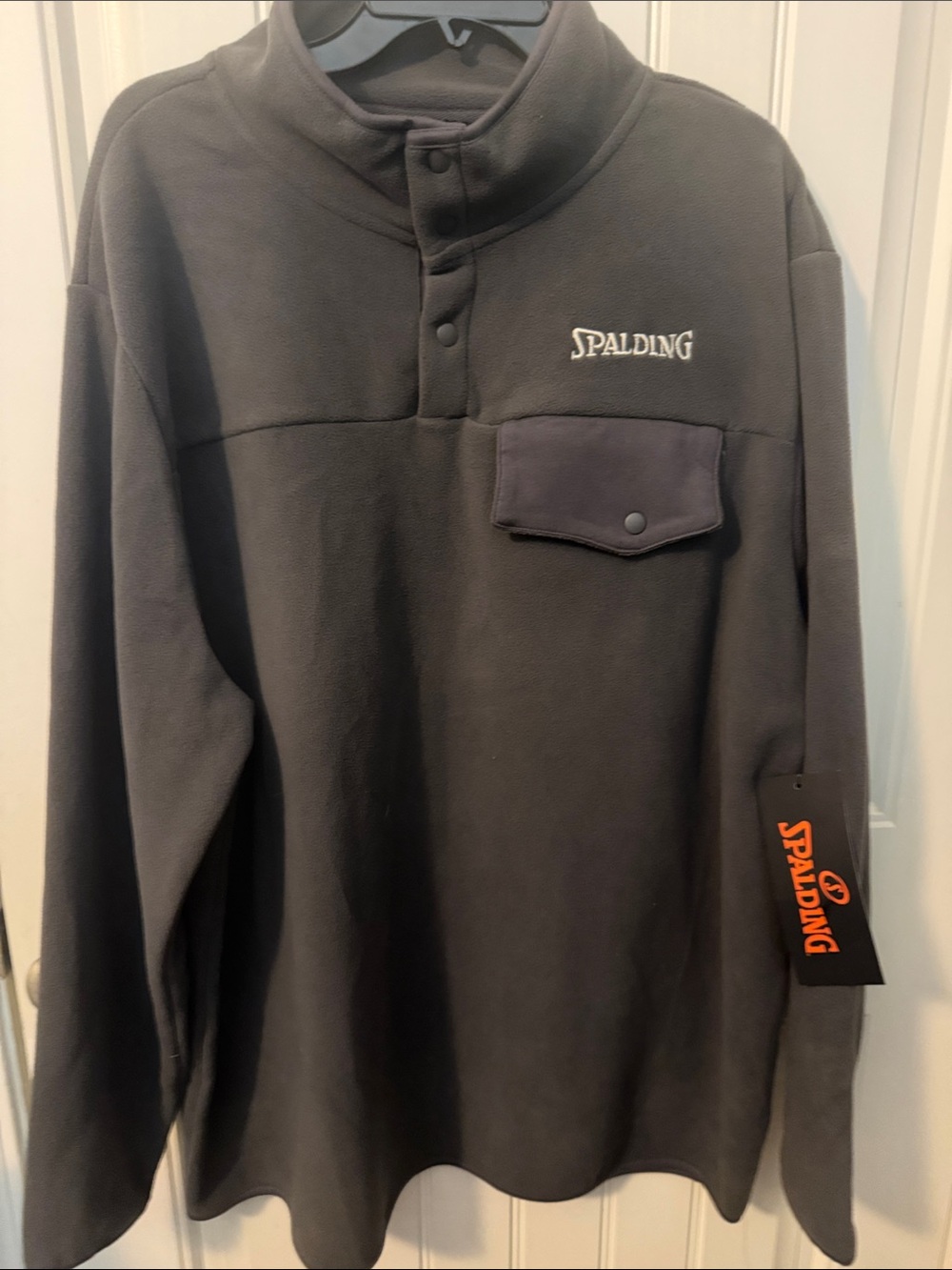 Spalding Men's Dark Charcoal Snap-Front Fleece Pullover